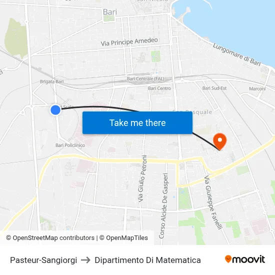 Pasteur-Sangiorgi to Department of Mathematics map