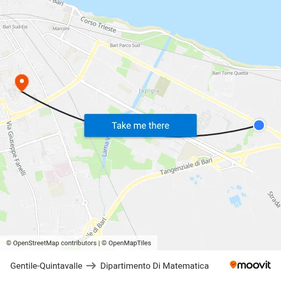 Gentile-Quintavalle to Mathematics Department map