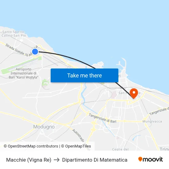 Macchie (Vigna Re) to Department of Mathematics map