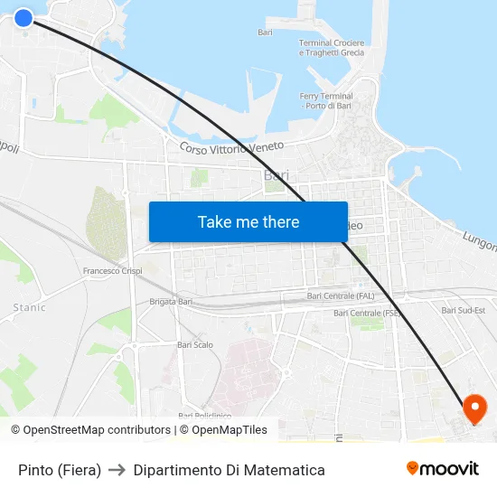 Pinto (Fair) to Mathematics Department map