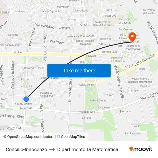 Concilio-Innocenzo to Department of Mathematics map