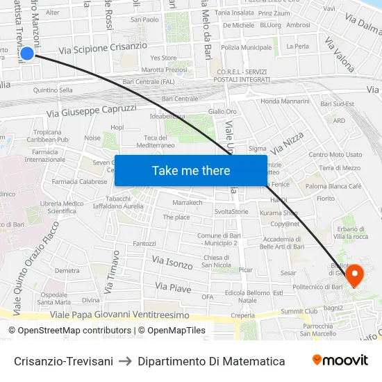Crisanzio-Trevisani to Mathematics Department map