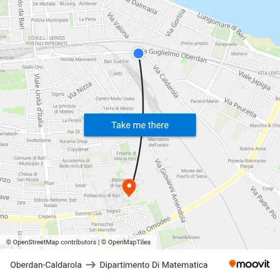 Oberdan-Caldarola to Mathematics Department map