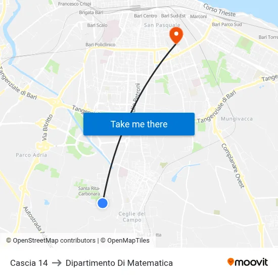 Cascia 14 to Department of Mathematics map