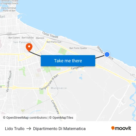 Trullo Beach to Department of Mathematics map