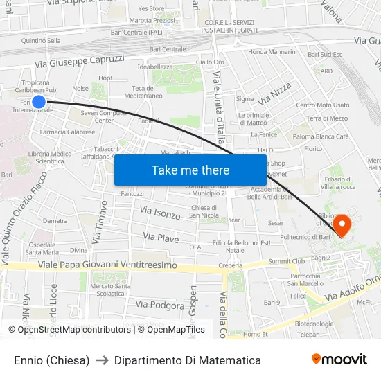 Ennio (Church) to Mathematics Department map