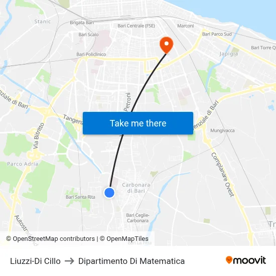 Liuzzi-Di Cillo to Mathematics Department map