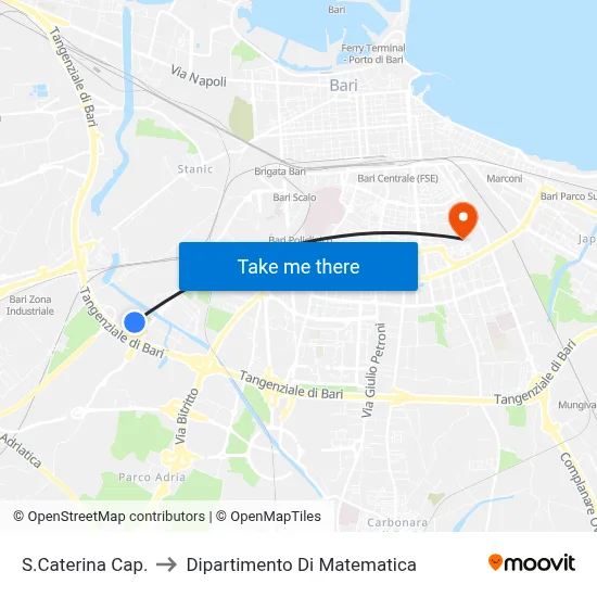 St. Caterina Terminal to Mathematics Department map