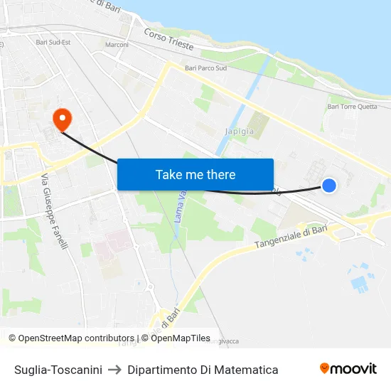 Suglia-Toscanini to Mathematics Department map