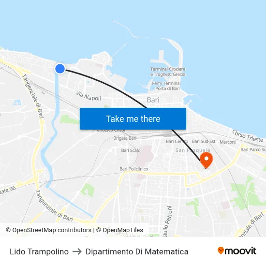 Lido Trampolino to Department of Mathematics map