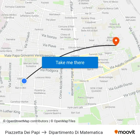 Little Popes Square to Mathematics Department map