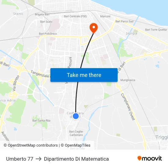 Umberto 77 to Mathematics Department map