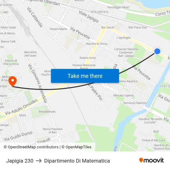Japigia 230 to Mathematics Department map