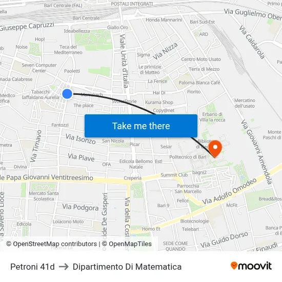 Petroni 41d to Mathematics Department map