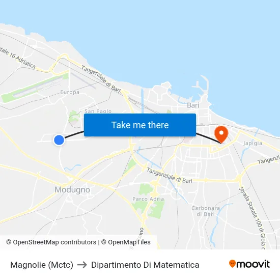 Magnolias (MCTC) to Mathematics Department map