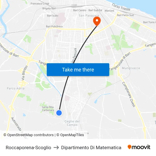Roccaporena-Rock to Department of Mathematics map