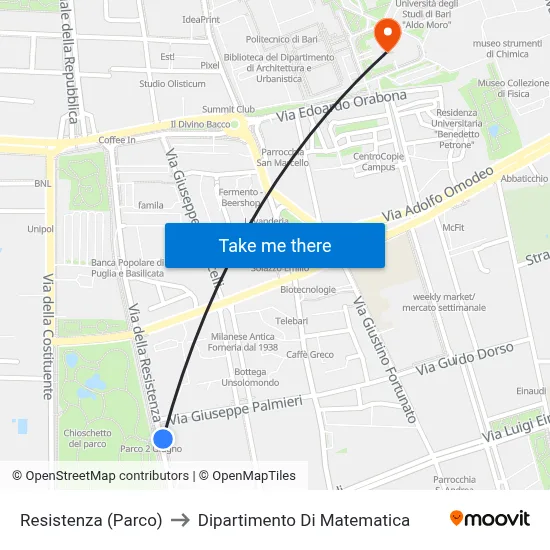Resistance (Park) to Mathematics Department map