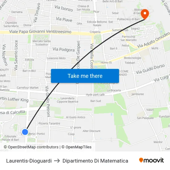 Laurentis-Dioguardi to Mathematics Department map