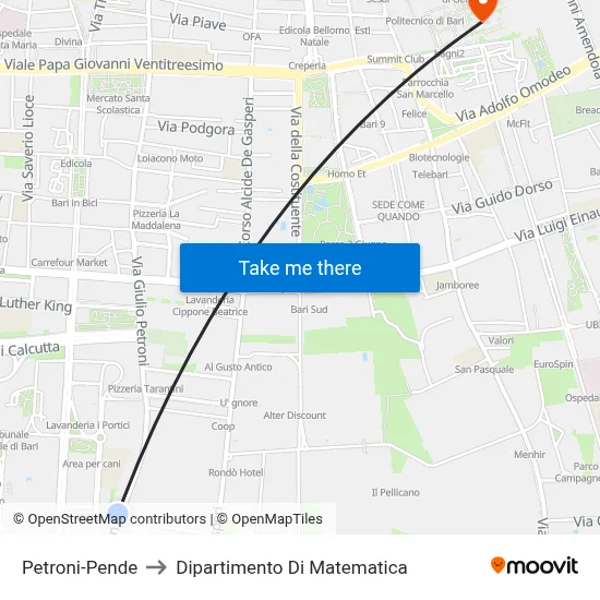 Petroni-Pende to Mathematics Department map
