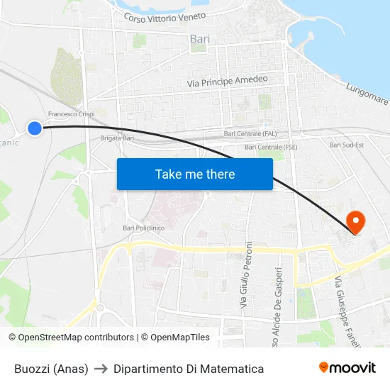 Buozzi (ANAS) to Mathematics Department map