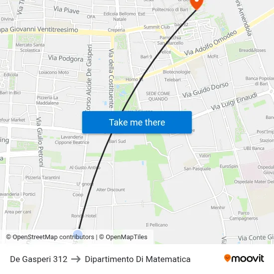 De Gasperi 312 to Mathematics Department map