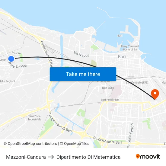 Mazzoni-Candura to Mathematics Department map