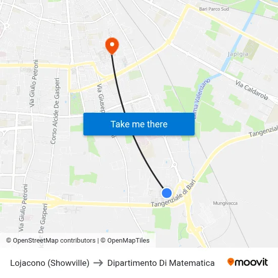 Lojacono (Showville) to Mathematics Department map
