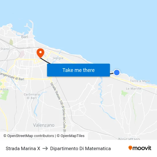 Marina Street X to Mathematics Department map