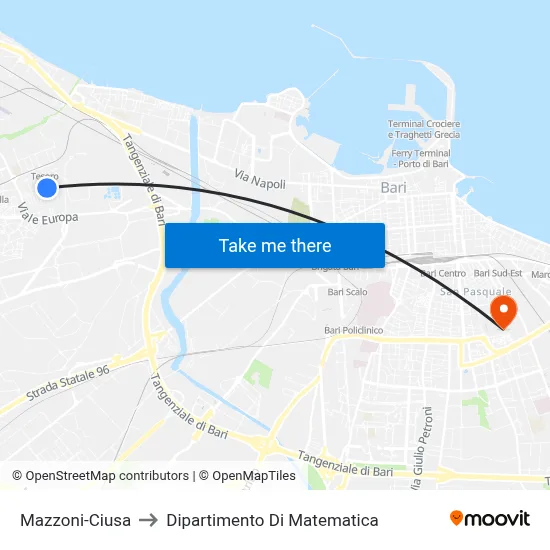 Mazzoni-Ciusa to Department of Mathematics map