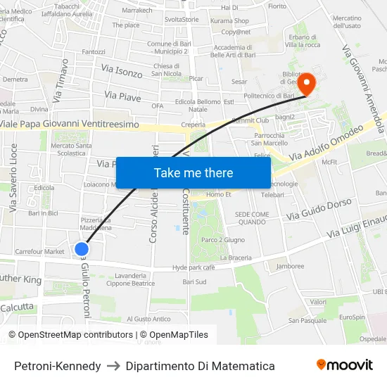 Petroni-Kennedy to Mathematics Department map