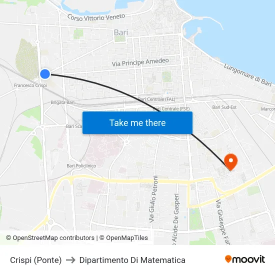 Crispi (Bridge) to Mathematics Department map