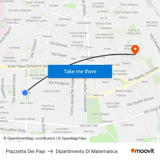 Little Popes Square to Mathematics Department map