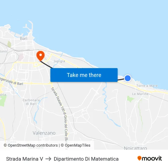 Marina Street V to Mathematics Department map