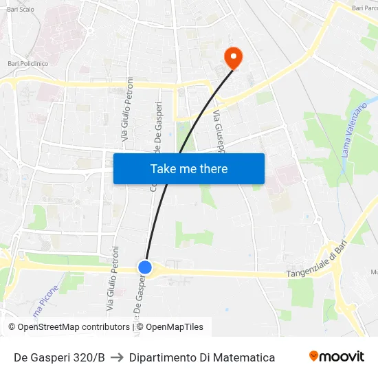 De Gasperi 320/B to Mathematics Department map