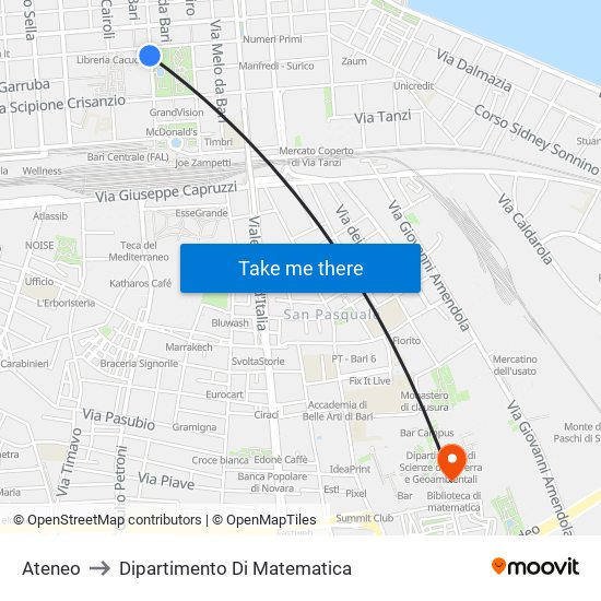 Ateneo to Dipartimento Di Matematica map