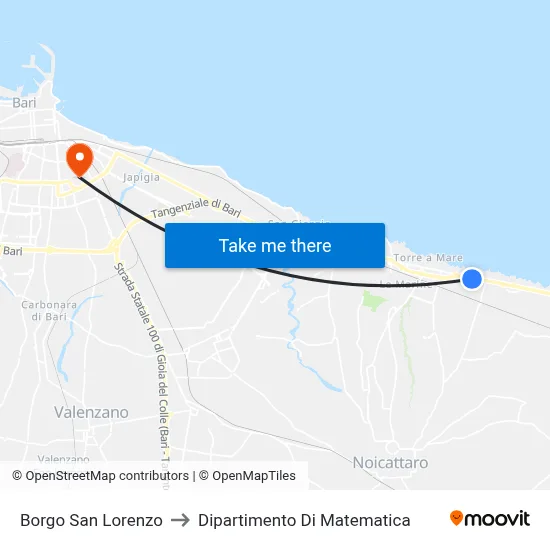 Borgo San Lorenzo to Mathematics Department map
