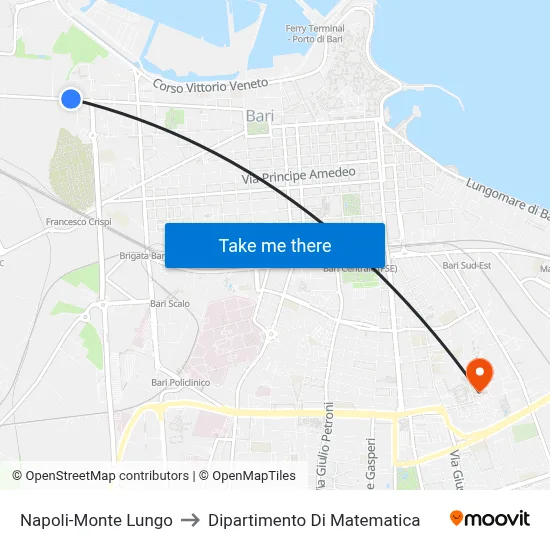 Naples-Monte Lungo to Mathematics Department map