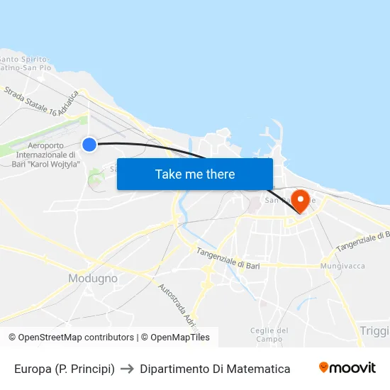 Europa (P. Principi) to Department of Mathematics map