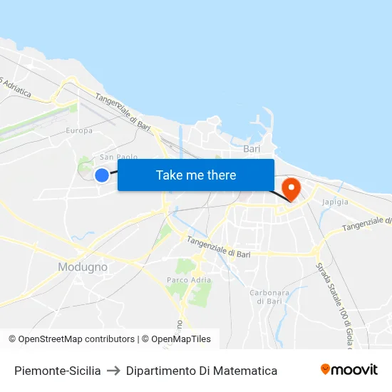Piedmont-Sicily to Mathematics Department map