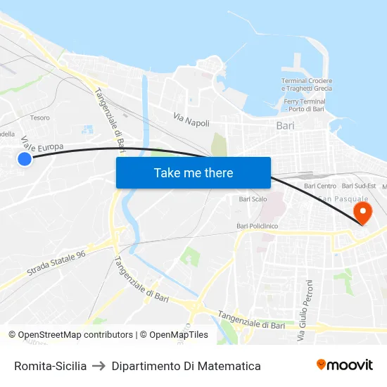 Romita-Sicily to Department of Mathematics map