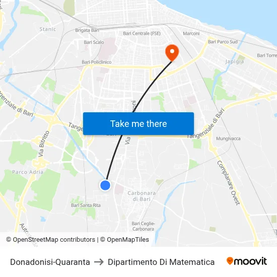 Donadonisi-Quaranta to Mathematics Department map