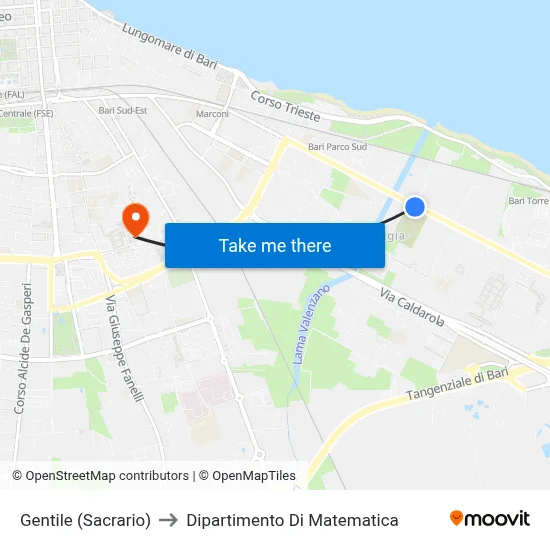Gentile (Memorial) to Mathematics Department map