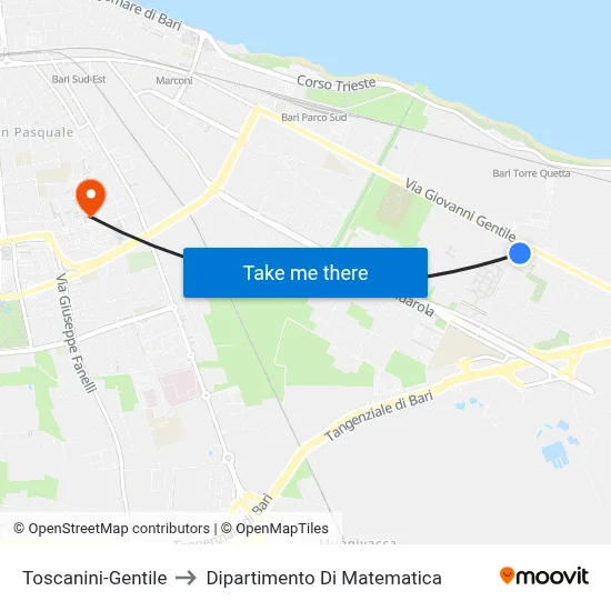 Toscanini-Gentile to Department of Mathematics map