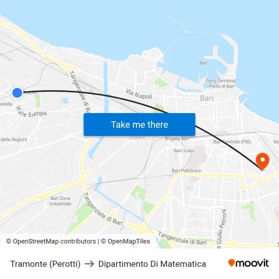 Tramonte (Perotti) to Mathematics Department map