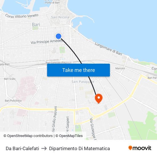 Da Bari-Calefati to Dipartimento Di Matematica map