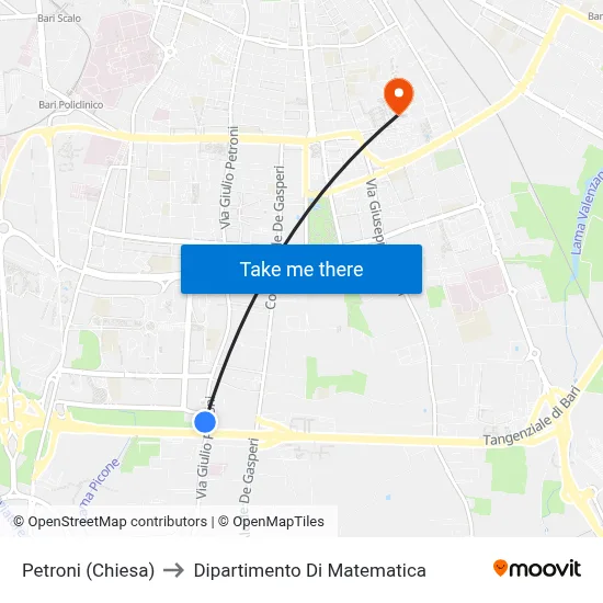 Petroni (Church) to Mathematics Department map