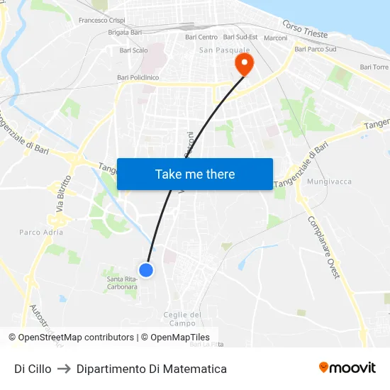 Di Cillo to Department of Mathematics map