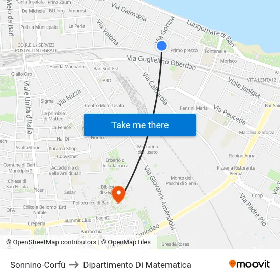 Sonnino-Corfu to Mathematics Department map