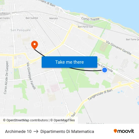 Archimede 10 to Department of Mathematics map
