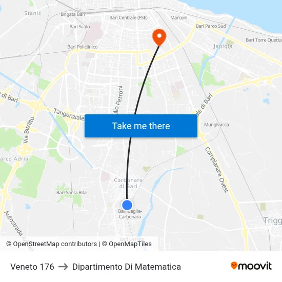Veneto 176 to Mathematics Department map